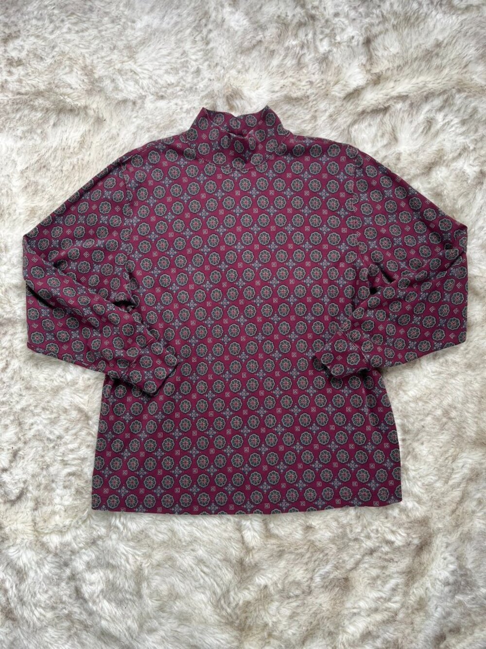 Vintage Land's End 90's Print Long Sleeve Turtleneck